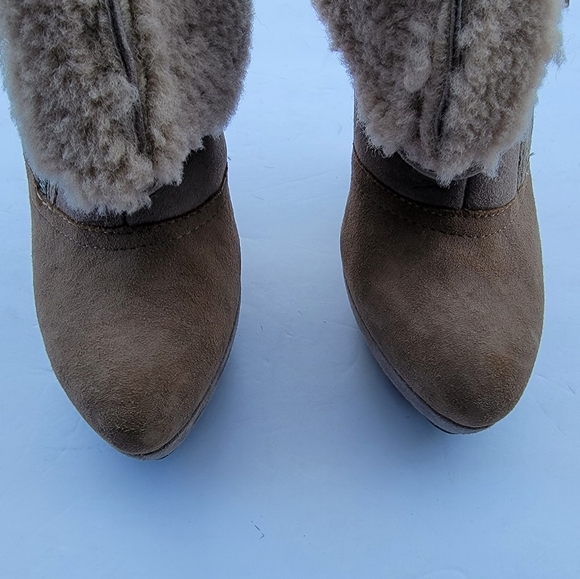 ASH Folk Wedge Suede Shearling Bootie Fur US size 7.5 - Picture 4 of 8
